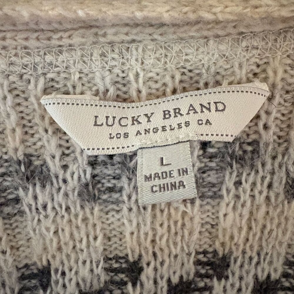 LUCKY BRAND OPEN FRONT CARDIGAN SWEATER; SZ LARGE - Picture 3 of 7